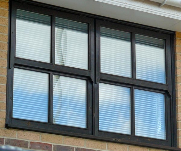 Timber sash windows.