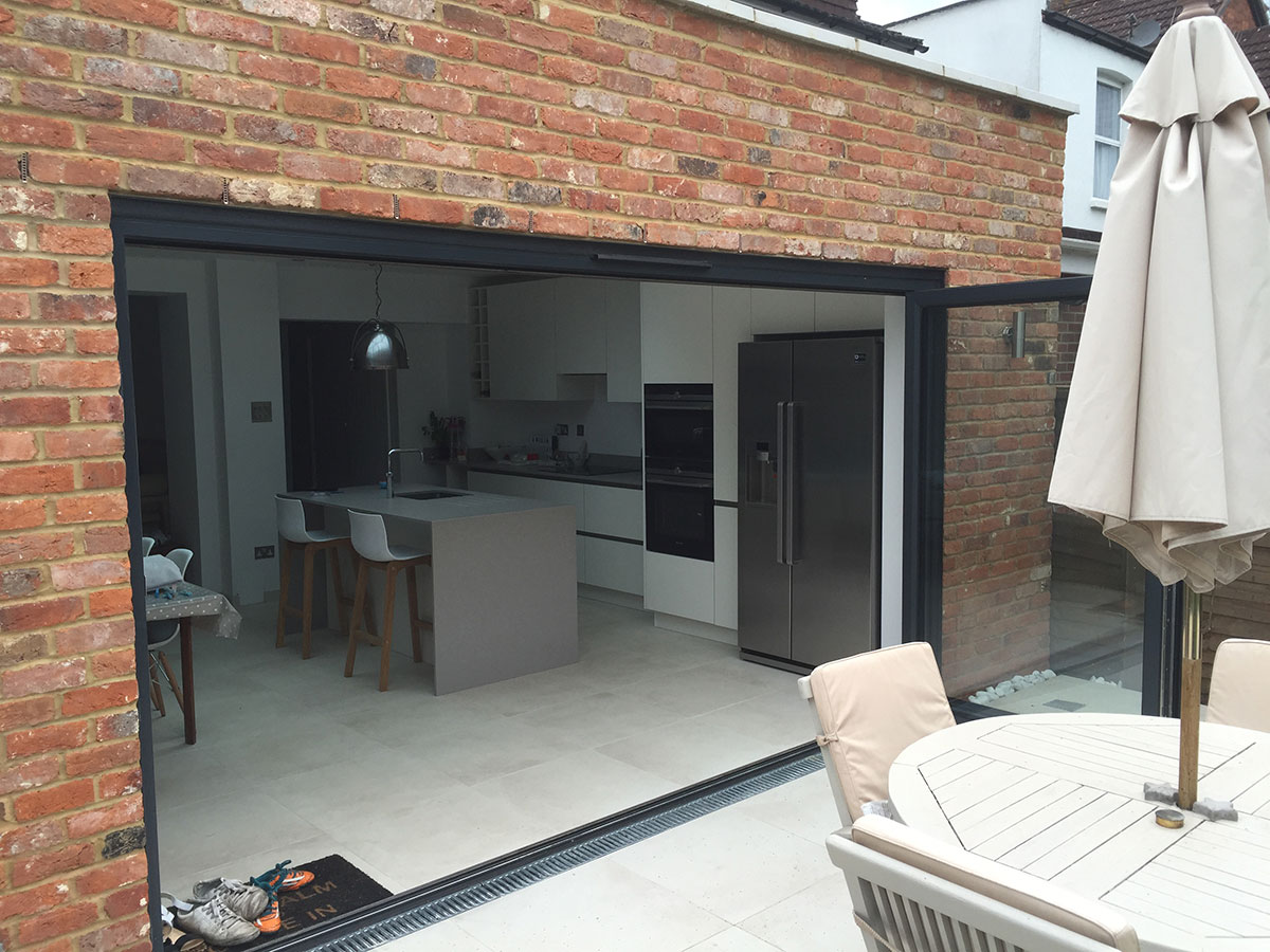 Bi-folding doors.